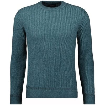 Ragman Trui Round Neck Cotton Cashmere Bicolor Stripe Knit Donker Groen / male