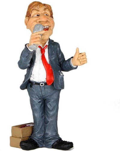 Grappige beroepen beeldje verkoper met een product de komische wereld van karikatuur beeldjes – komische beeldjes – geschenk voor – cadeau -gift -verjaardag kado