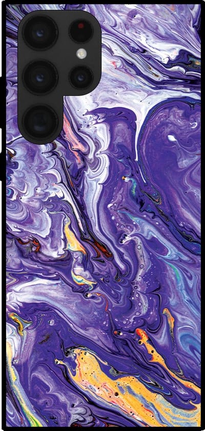 Smartphonica Telefoonhoesje voor Samsung Galaxy S22 Ultra met marmer opdruk - TPU backcover case marble design - Goud Paars geschikt voor Samsung Galaxy S22 Ultra