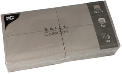 150 Servetten DAILY Collection 1/8 vouw 32 cm x 32 cm grijs