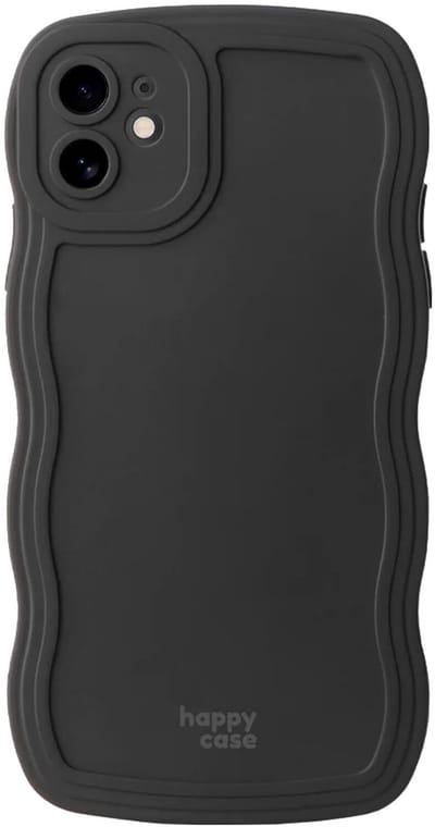 HappyCase Wavy | Hoesje Geschikt voor Apple iPhone 12 | TPU Back Cover | Zwart