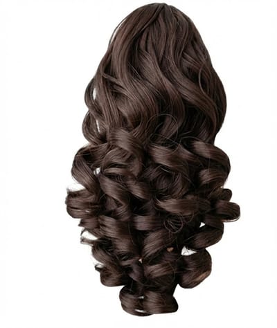 Donkerbruin krullend paardenstaart haar extensie extensions dames clip in ponytail haarstuk volumineuze curls natuurlijk ogend