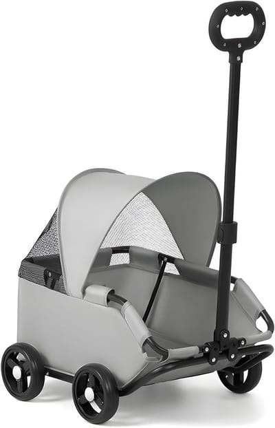 Hondenbuggy - Hondenwagen Kinderwagen - Huisdier Vervoer - V-vormige Ingang - Tot 10 kg - Grijs