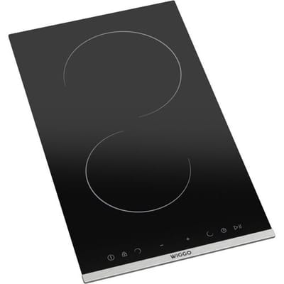 Wiggo WH-E312G(B) inbouwinductiekookplaat 30 cm 2 kookzones aanraakbediening 1-fase stekkerklaar zwart
