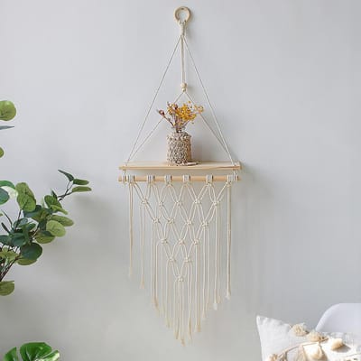 Bohemian-stijl handgeweven wandtapijt decoratie, ophangrek, ophangaccessoires, opbergplank, bloempotrekker, decoratie