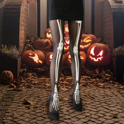Dames Halloween Skeletten Panty - Zwart-Witte Beenbedekking voor Dag van de Doden, Stretchy Kostuum Accessoires voor Carnaval en Feestjes