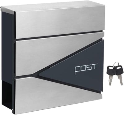 Wandbrievenbus - Brievenbus buiten - Post veilig bewaren - Afsluitbaar met slot - 37x105x36 cm - Zilver