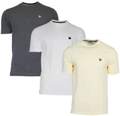 3-Pack Donnay - T-shirt (Vince) - Sportshirt - Heren - Charcoal/White/Pastel Yellow (771) - maat S