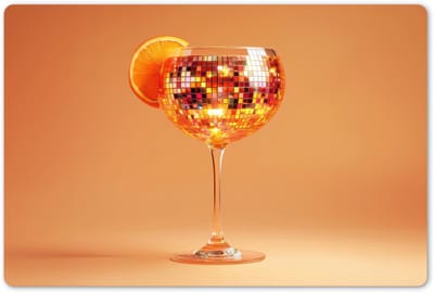 Placemats 45x30 cm - Placemat kunststof - 1 stuk - Drank - Oranje - Glitter - Disco - Borden onderleggers - Decoratie voor op tafel - Keuken tafeldecoratie accessoires - Vinyl onderlegger - Tafelversiering