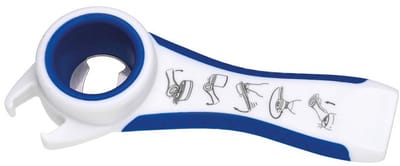 First Aid Only 5-in-1-multifunctionele opener, staal, 145 x 60 x 30 mm, blauw/wit
