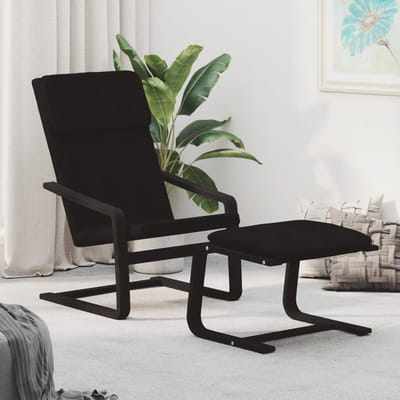 vidaXL - Relaxstoel - met - voetenbank - stof - zwart