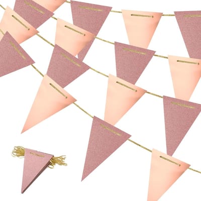 Dailygoods- Wimpelketting 20 Stuks - Glanzende Vlaggenlijn - Papieren Vlaggenslinger - Feestdecoratie - Herbruikbaar - Hoogwaardig Materiaal