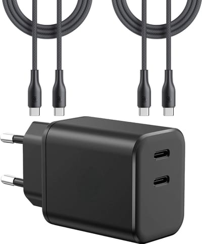 Oplader geschikt voor Galaxy Z Fold 7, Z Fold 6, Z Fold 5, Z Flip 7, Z Flip 6, Z Flip 5 en Tab S10 Ultra, Tab S9 Ultra - 35w usb C Adapter Dubbel + usb C Kabel 3 Meter