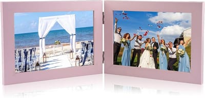 Dailygoods - Fotolijst dubbel inklapbaar, dubbele fotolijst, 10 x 15 cm, inklapbare fotolijst, dubbele fotolijst, 2 foto's