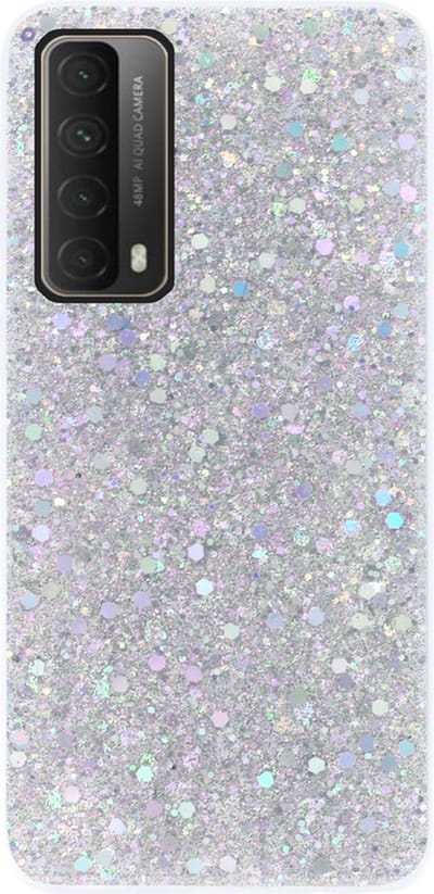 ADEL Premium Siliconen Back Cover Softcase Hoesje Geschikt voor Huawei P Smart 2021 - Bling Bling Glitter Zilver