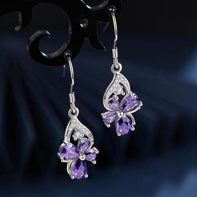 925 Zilveren Sterling Amethist Edelsteen Sieraden Dorp Oorbel 925 Zilveren Aros Mujer Oreja Orecchini Amethist Oorbel Meisjes paars