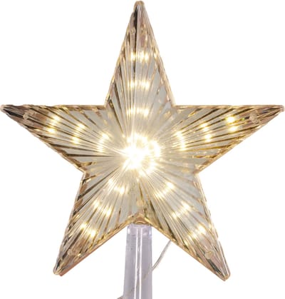 Bellatio Decorations Kerstboom Piek - ster - LED - waterval effect - 21 cm - kerstboom topper/versiering