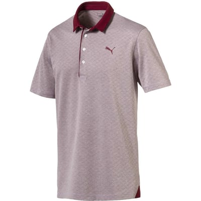 Puma Diamond Jaquard Burgundy Performance Fit Heren Golf Poloshirt 576125 03