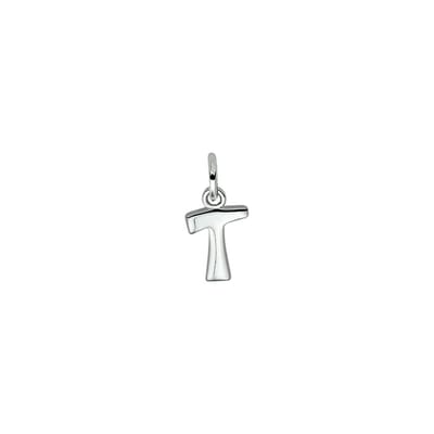 Zilver Gerhodineerde Hanger letter T 1330017