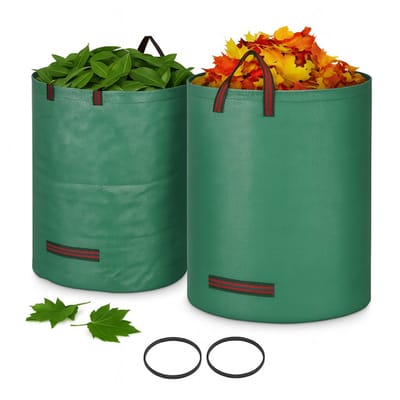 Tuinafvalzak - Opvouwbare afvalzak - Afvalzakken - Tuinafvalzakken - Prullenbak - Tuinzak - Wasmand - Bladzakken - Puinzakken - Tuinafval emmer - Waterafstotend - 270L - 2 stuks