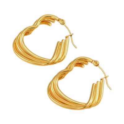 Aramat Jewels | Oorringen | Triple Hartvormige Oorringen 25mm | | | |8mm | Staal | Volwassenen | Verkleurd niet