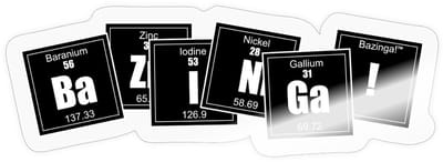The Big Bang Theory Bazinga Chemische Elementen Sticker maat S (10 x 10 cm)