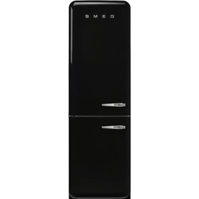 SMEG Koelkast Retro Vrijstaande ijskast Koelkast, Jaren 50, Koel-vriescombinatie, Vrijstaand , Positie scharnier: Links, Zwart
