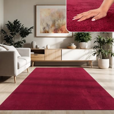 Paco Home Moderne woonkamer tapijt kortpolig wasbaar zacht uni effect bont antislip 200 cm Quadrat