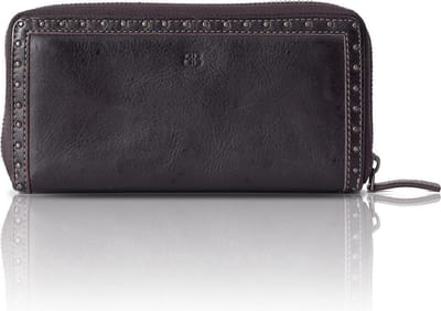 Bellicci leren damesportemonnee gewassen leer donkerbruin - ritssluiting - veel vakjes -groter formaat - (bxhxd) ca. 19cm x 10cm x 2,5cm