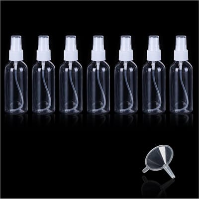 SnelShoppen - 7x Fine Misting Spray Flesjes 30ml - Lege Refillbare Mini Plasic Reisflessen - Transparant voor Vakantie, Kamperen, Cosmetica