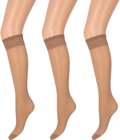 Marianne - Dames Kneehighs Antipress Lycra Panty - 20Den - 3-Pack - Maat One Size - Dune
