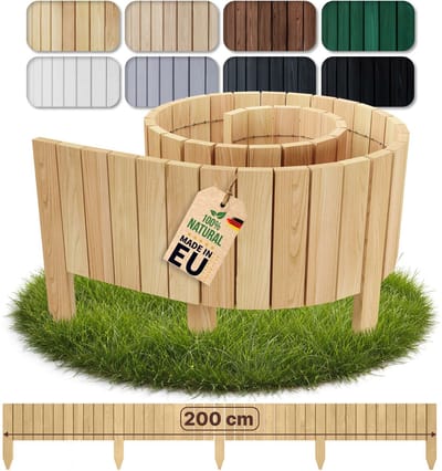 Floranica houten borderrand flexibel 10 x 200 cm lichtbruin houten tuinhek palissade voor tuin rollborder