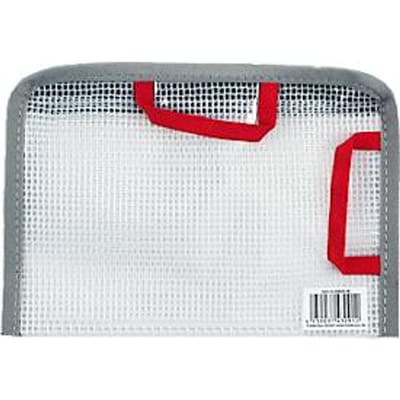 FolderSys Documententas met rits , A6, 0,20 mm, koord/lint/lussen, B 183 x H 128 mm, PVC-vrije folie, transparant-rood-grijs-zwart