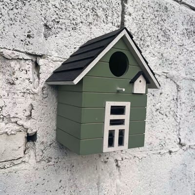 Nestkast Vogels - Voor Mus, Koolmees, Pimpelmees - Hangen Of Staan - Hout - groen - 12x17x20 cm