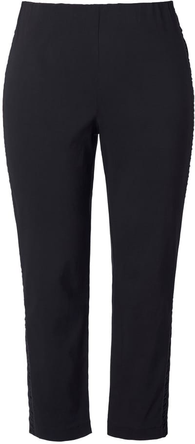 MIAMODA - Dames - Bengaline broek Slim Fit geplooide stroken aan de zijkant - Zwart - Maat 44