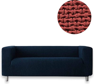 Belmarti® Bankhoes Milos hoge armleuning 190cm tot 230cm breed - Steenrood - Extreme Stretch stof - Anti-statische Bankhoezen - Premium kwaliteit