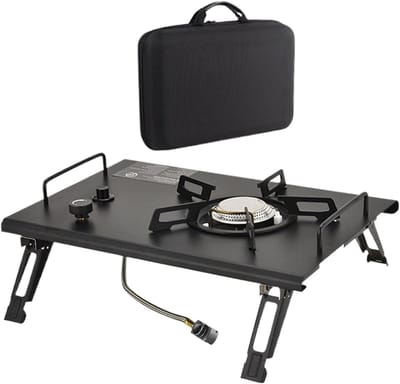 Draagbaar Kooktoestel - Kampeerfornuis Opvouwbaar - Outdoor Koken - Roestvrijstaal Ontwerp - 415 x 29 cm - Zilver