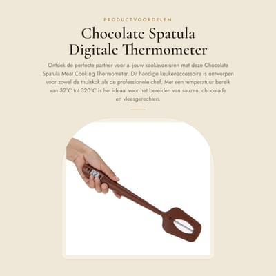 Dailygoods - Chocolate Spatula - Digitale Thermometer - Koken en Bakken - Bruin - Keukenaccessoire - Temperatuurmeter - Geschikt voor binnen en buiten...