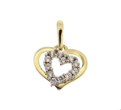 hanger hart zirkonia 14K bicolor goud geel/wit