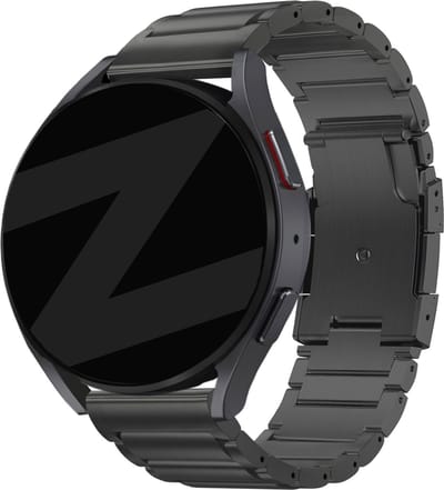 Bandz universeel 22mm titanium schakel band geschikt voor Samsung Galaxy Watch 3 45mm / 1 46mm / Gear S3 Classic & Frontier - Polar Vantage M / M2 / Grit X - Huawei Watch GT 1/2/3/4 46mm / GT 5 (Pro) (46mm) / GT 2 Pro - Incl. toolkit - zwart