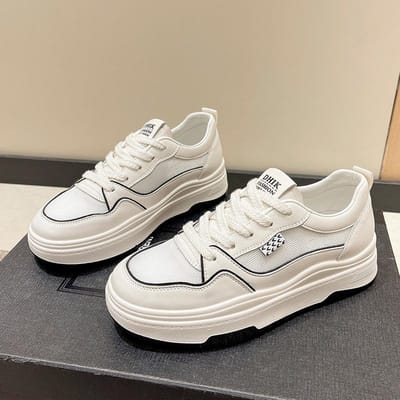 Hoge Zool Verhoogd Ademend Mesh Witte Schoenen Dames Lente Nieuw Zachte Zool All-match Sport Casual Comfortabele Sneakers 40 white
