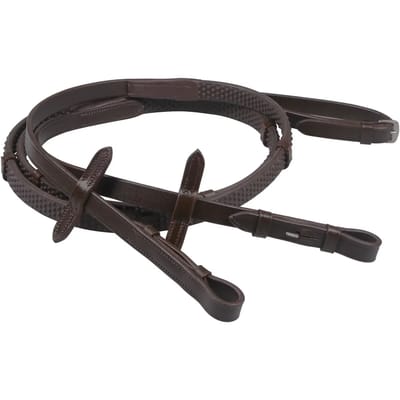 Qhp Teugel Rubber Soft Met Stops Brown - Pony | Bruin | Teugels paard