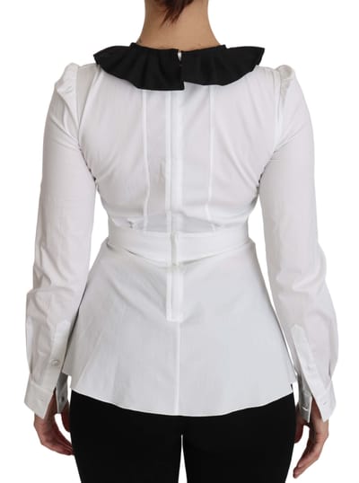 Dolce & Gabbana Witte Kraag Katoenen Lange Mouwen Blouse Top