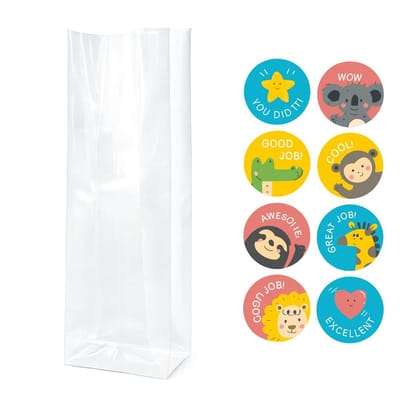 25x Uitdeelzakjes met Dieren met tekst | Blokbodem | 60 x 50 x 200 mm | Traktatiezakjes | Kinderfeestje | Cellofaanzakjes | Cadeauzakjes | Snoepzakjes | Uitdeelzakjes kinderen | Cadeauzakjes Kinderen | Verpakkingszakjes Uitdeelcadeaus |
