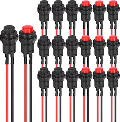 Mini drukknopschakelaar 12 mm - 20 stuks momentary schakelaar voor Arduino, autotrompet, pc en meer