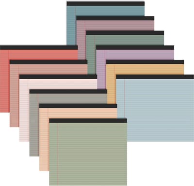 Notitieblokken College Ruled - Liggend Schrijven - School Kantoor - 80g Pastel Papier - 11 x 9.5 Inch - Assorti Kleuren