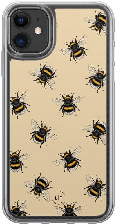 Hoesje geschikt voor iPhone 11 - Bijen print - 2in1 backcover - Print / Illustratie - Geel - Leuke Telefoonhoesjes