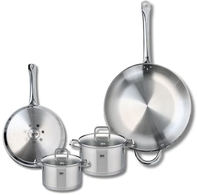 Set van 2 Bakpannen 24 en 32 cm en 2 Kookpotten 14 en 16 cm Elo Profi Citrin