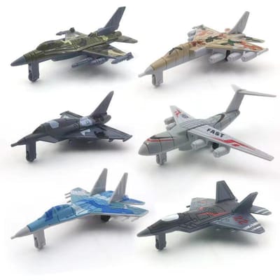 10cm Vechter Model 6 Stuks Vliegtuigen Set Mini Legering+Pvc Militair Vliegtuig Speelgoed Collectie Gevechtsvliegtuig Decoraties Voor Kinderen Jongens Cadeau gray
