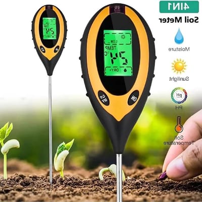 Bodem PH Meter - Vocht Zuurtester - Planten Verzorgen - 4 in 1 Functies - 10 cm Sonde - Zwart